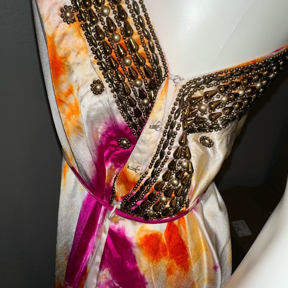 Shahida Parides white tie dye beaded 3 way convertible one shoulder maxi dress - Picture 7 of 10